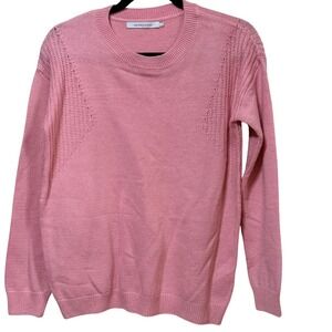 Stitches & Stripes Pink Textured Knit Crewneck Sweater SSGT20W-05 Womens Small